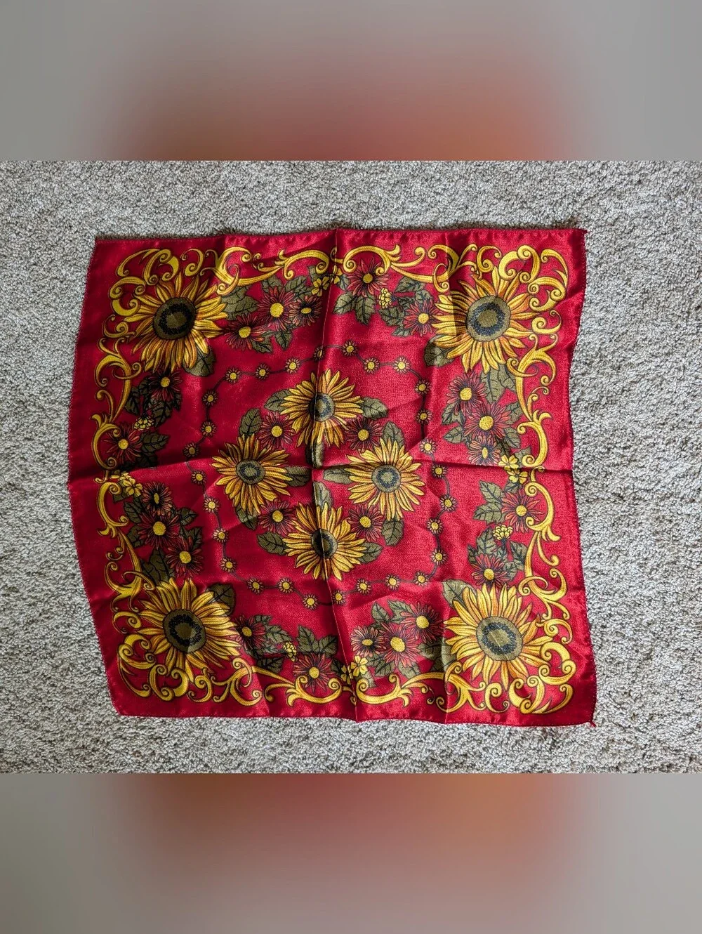 Floral Sunflower Red Decorative Scarf - Brand Unspecified